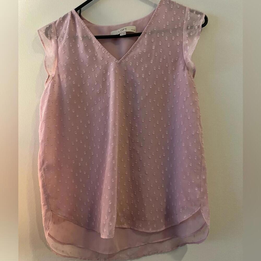LOFT Pink Asymmetrical Cap Sleeve Blouse